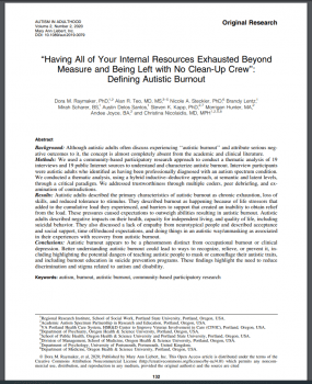 First page of a published paper on Autistic burnout