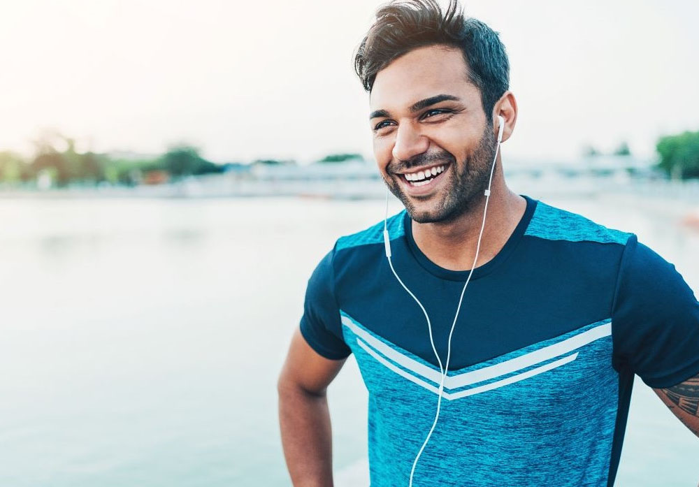 Male jogger with headphones