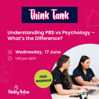 As part of our Think Tank series, this session will break down how PBS practitioners focus on understanding and reducing behaviours of risk through practical skill-building strategies, while psychologists provide capacity building intervention, focused on building the skills needed to achieve NDIS goals.